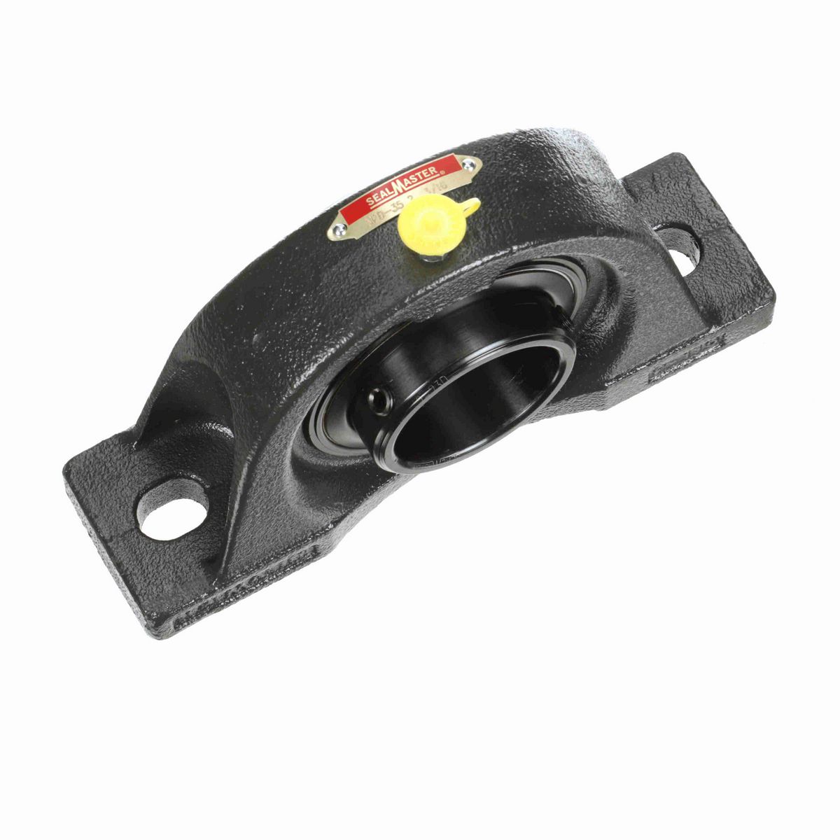 Sealmaster Mounted Cast Iron Two Bolt Pillow Block Ball Bearing - 52100 Bearing Steel, Black Oxided - Double Setscrew Lock - NPD-35