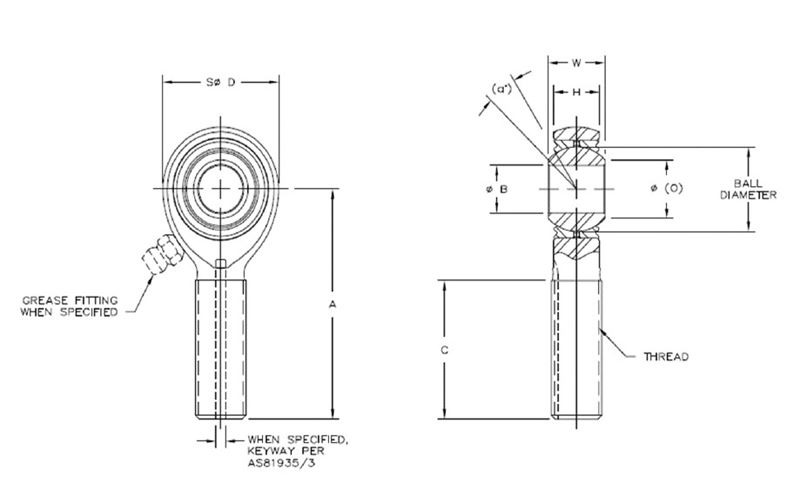 Aurora Bearing ASXM & ASXB Male Rod Ends Timken ASXBK-6P-10