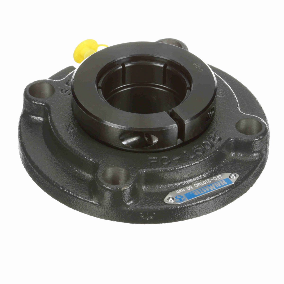 Sealmaster Mounted Cast Iron Flange Cartridge Ball Bearing - 52100 Bearing Steel, Black Oxided - Concentric Lock - SFC-210TMC