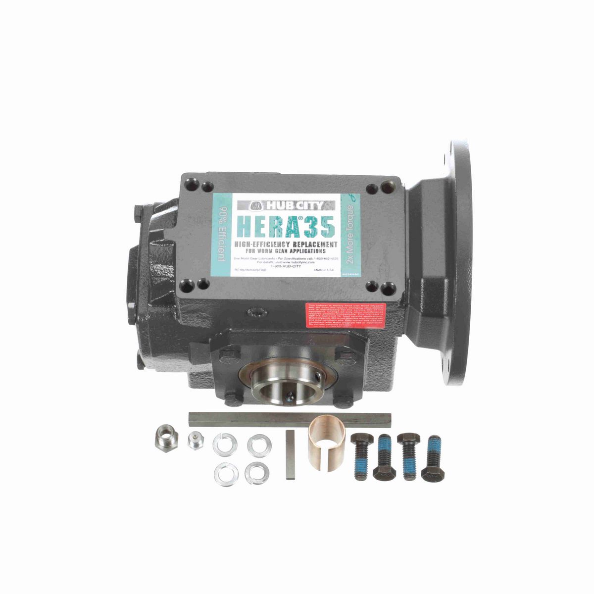 Hub City HERA Gear Reducer HERA Cast Iron Helical-Hypoid Reducer - HERA35ES 11.42 143TC 1.438