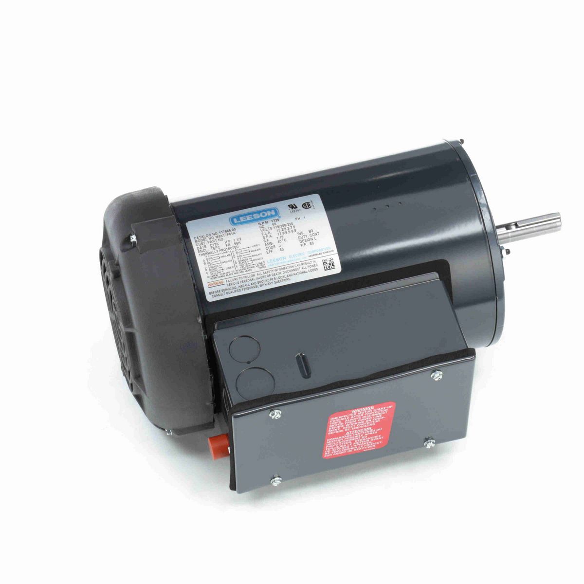 LEESON Agricultural Motor, 1.50 HP, 1 Ph, 60 Hz, 115/230 V, 1800 RPM, 56H Frame, TEFC - 117866.00