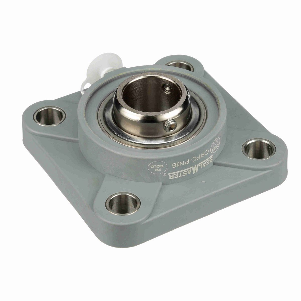 Sealmaster Mounted Composite Four Bolt Flange Ball Bearing - 52100 Bearing Steel, Phosphorus Nickel Coated - Setscrew Lock - Corrosion Resistant - CRFC-PN16