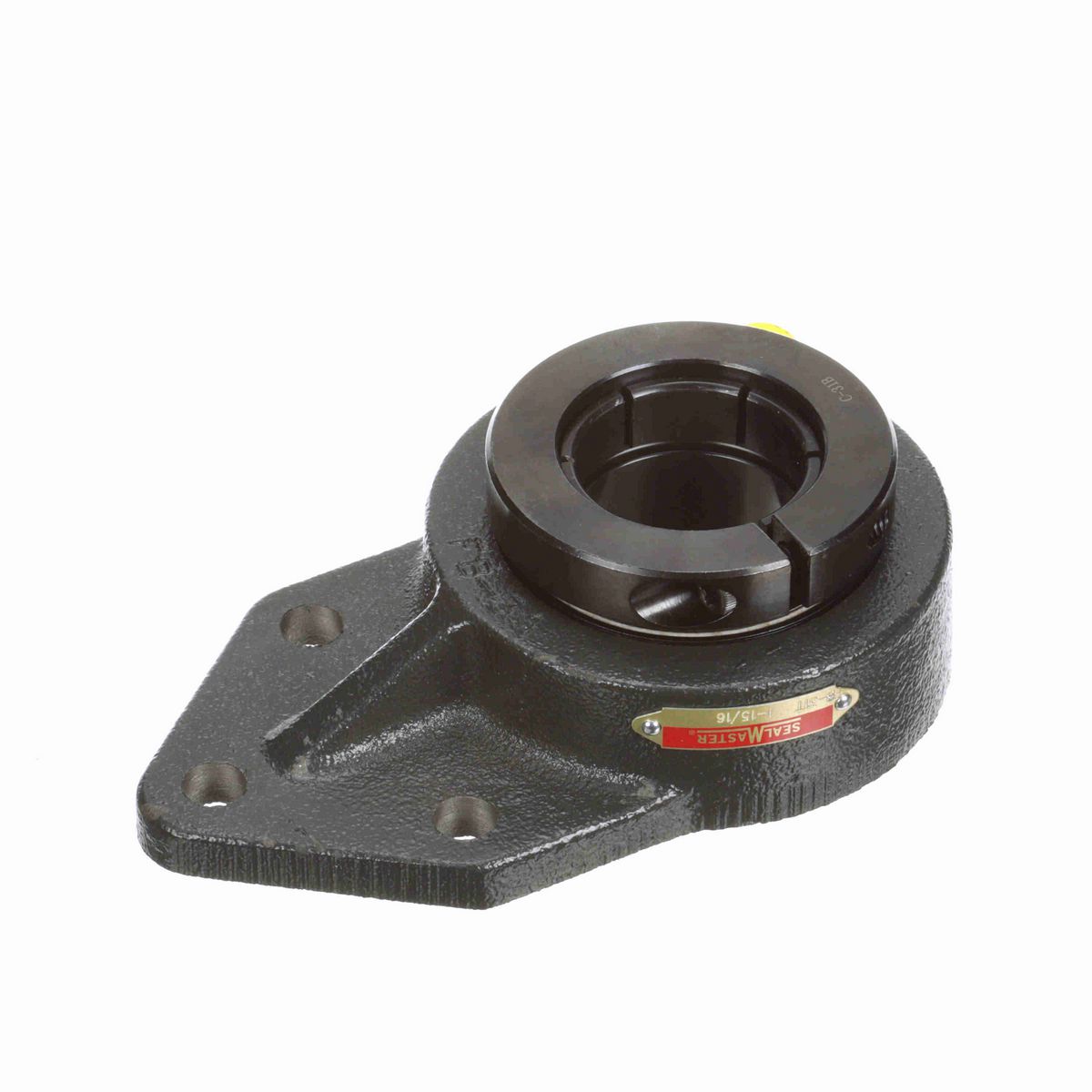 Sealmaster Mounted Cast Iron Three Bolt Flange Bracket Ball Bearing - 52100 Bearing Steel, Black Oxided - Concentric Lock - FB-31T
