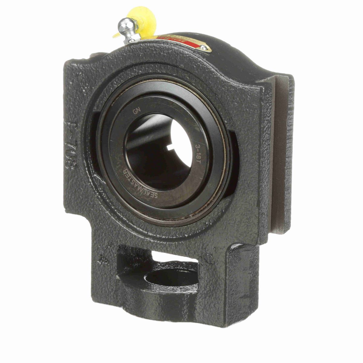 Sealmaster Mounted Cast Iron Wide Slot Take Up Ball Bearing - 52100 Bearing Steel, Black Oxided - Concentric Lock - MST-24T