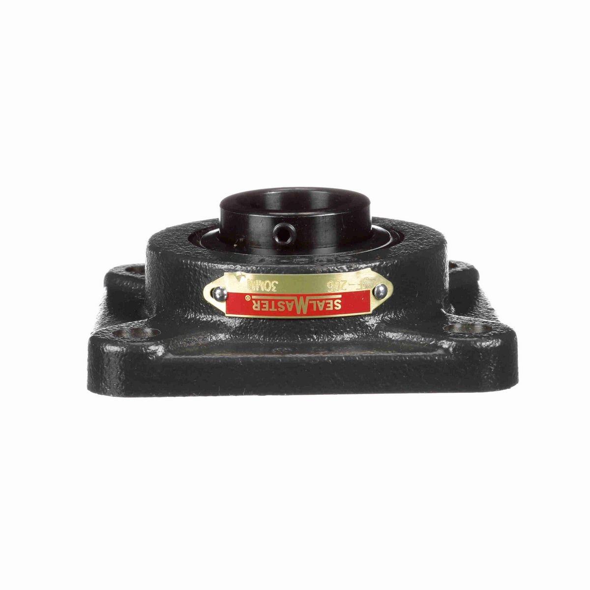 Sealmaster Mounted Cast Iron Four Bolt Flange Ball Bearing - 52100 Bearing Steel, Black Oxided - Setscrew Lock - SF-206