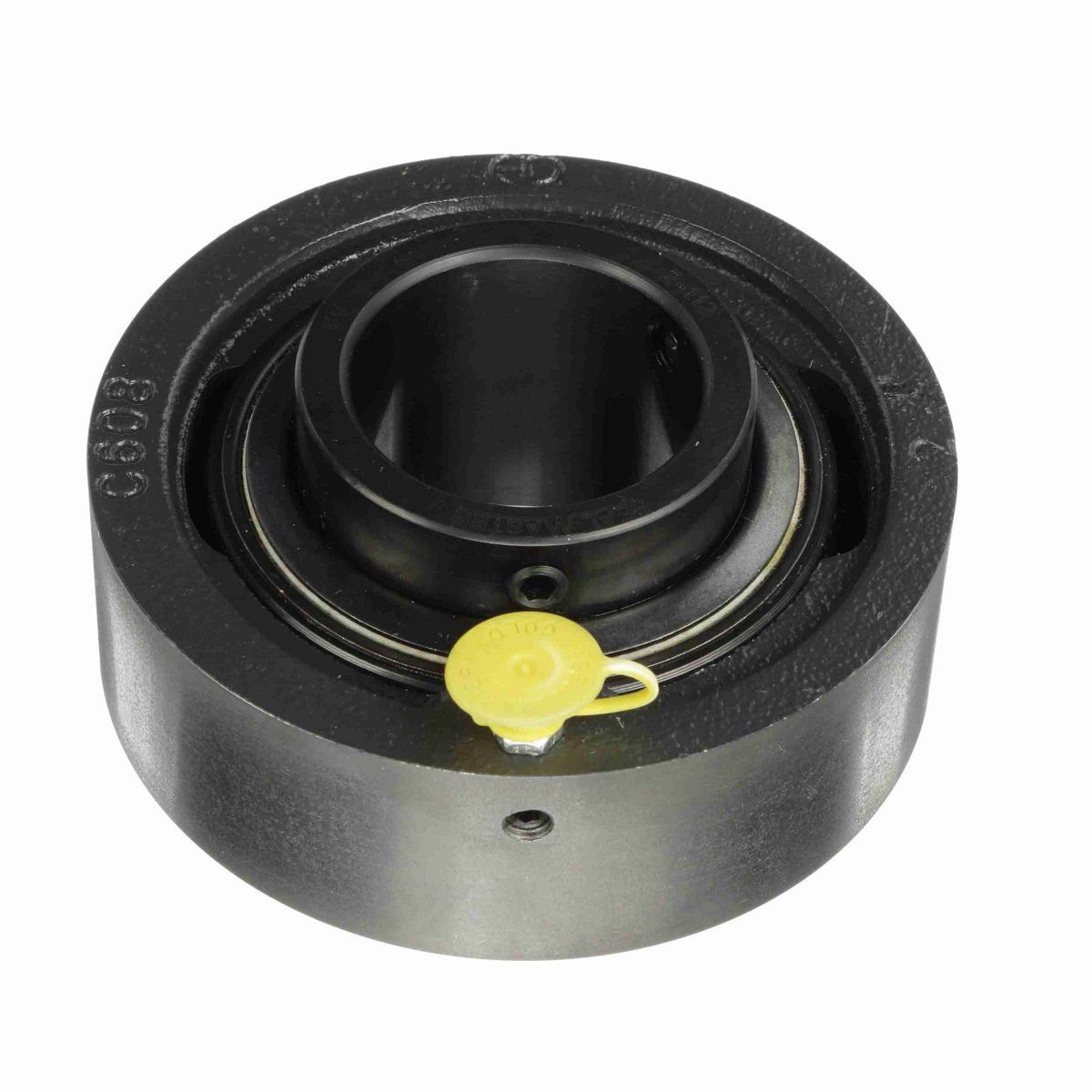 Sealmaster Mounted Cast Iron Cylindrical Cartridge Ball Bearing - 52100 Bearing Steel, Black Oxided - Setscrew Lock - SC-28