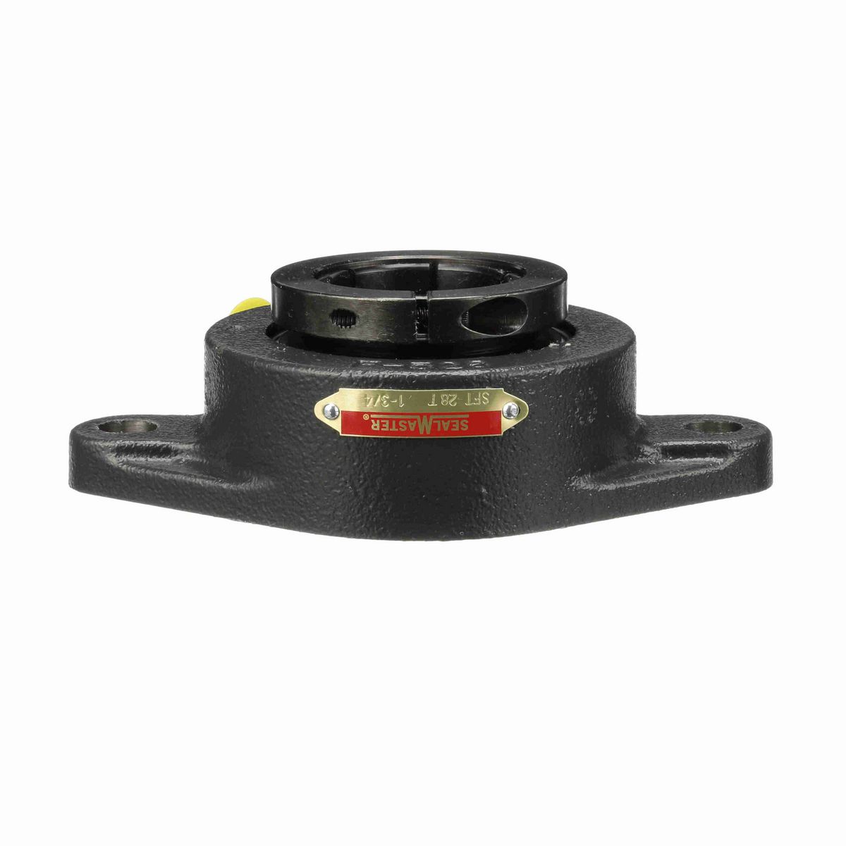 Sealmaster Mounted Cast Iron Two Bolt Flange Ball Bearing - 52100 Bearing Steel, Black Oxided - Concentric Lock - SFT-28T