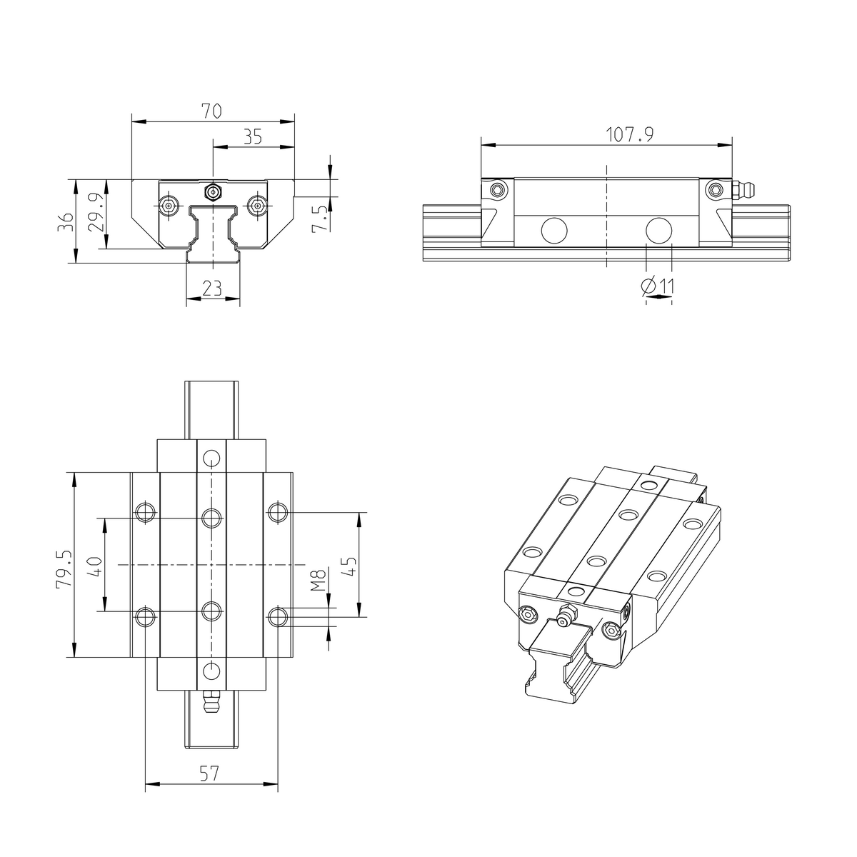 Шариковая каретка из нержавеющей стали Resist NRII Bosch Rexroth KWD-025-FLS-C0-H-0 [R200229304]