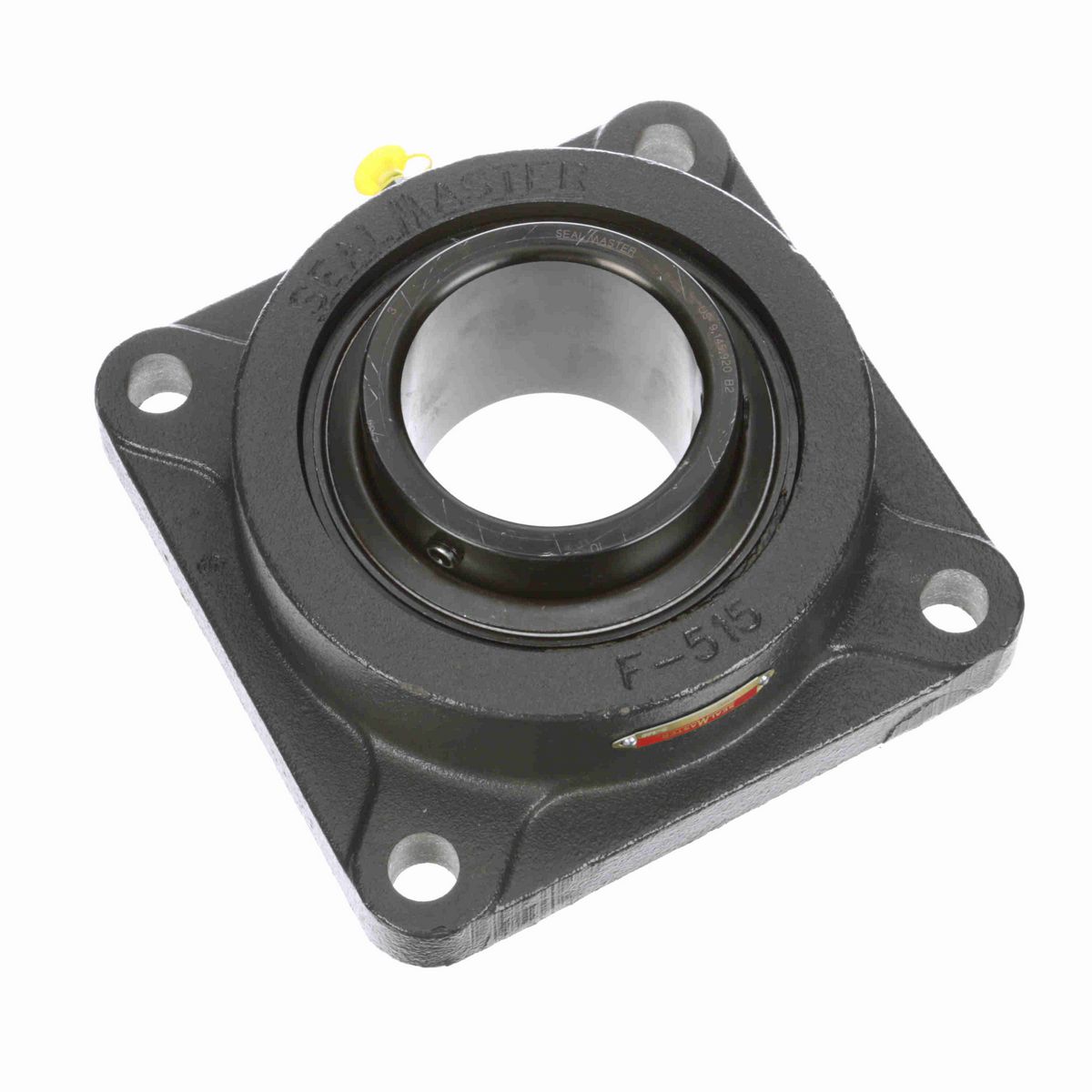 Sealmaster Mounted Cast Iron Four Bolt Flange Ball Bearing - 52100 Bearing Steel, Black Oxided - Setscrew Lock - MSF-52