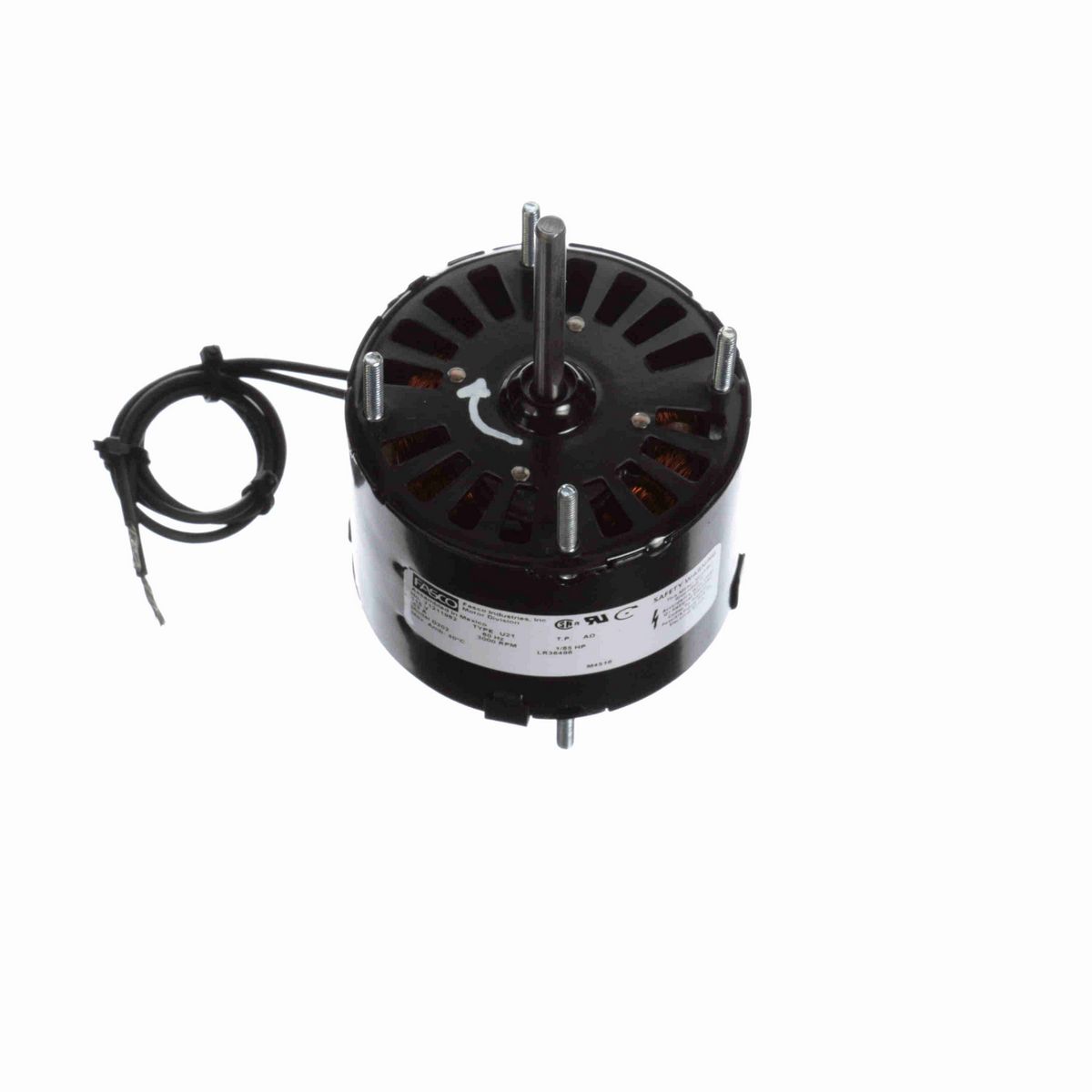 FASCO Fan and Blower Motor, 1/85 HP, 1 Ph, 60 Hz, 115 V, 3000 RPM, 1 Speed, 3.3" Diameter, OAO - D202