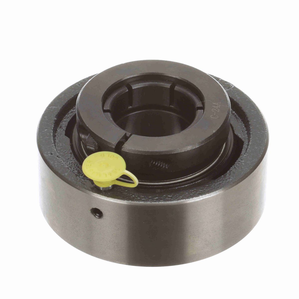 Sealmaster Mounted Cast Iron Cylindrical Cartridge Ball Bearing - 52100 Bearing Steel, Black Oxided - Concentric Lock - SC-24T