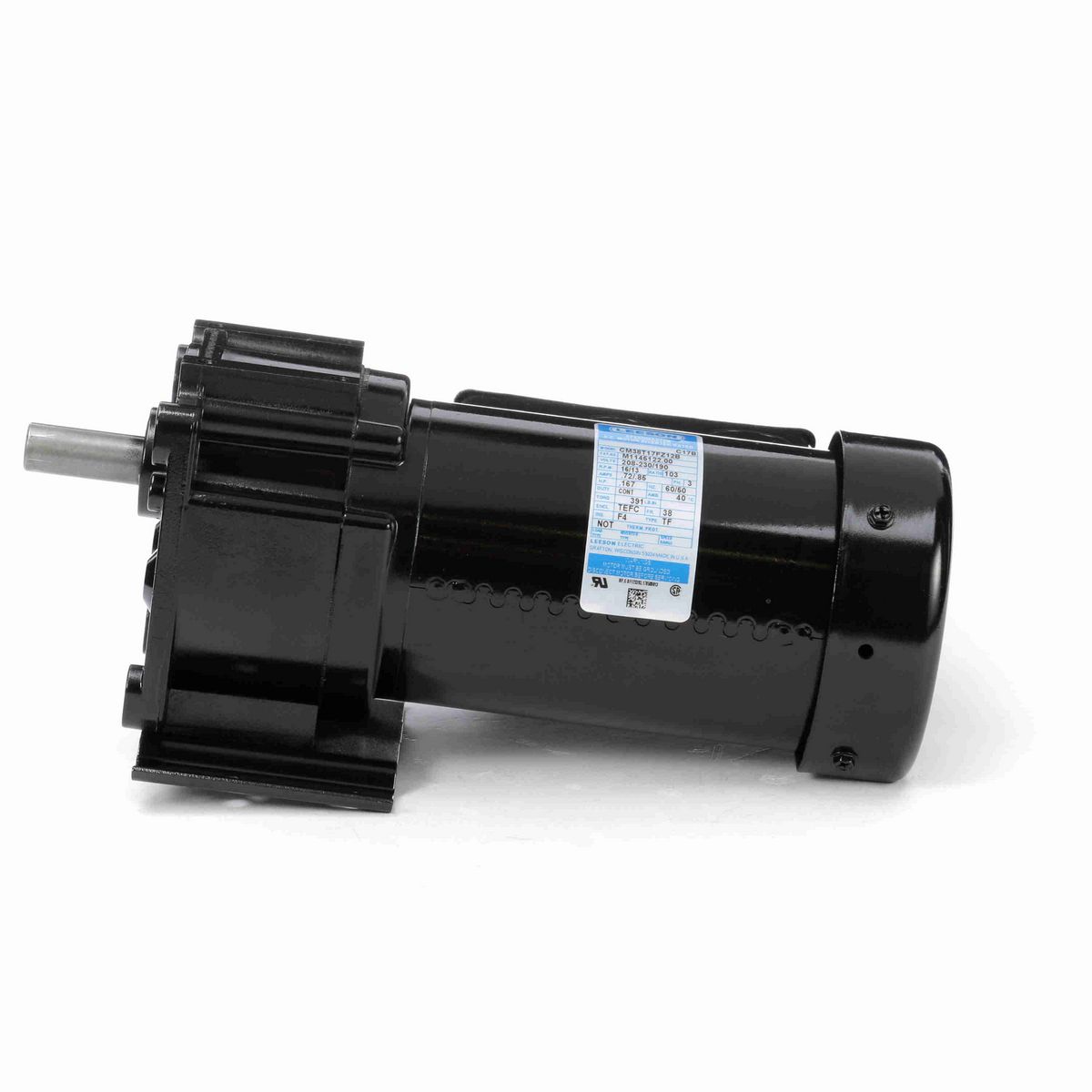 LEESON Parallel Shaft Gearmotor, 0.17 HP, 3 Ph, 60 Hz, 190 V, 16 RPM, 38 Frame, TEFC - M1145122.00
