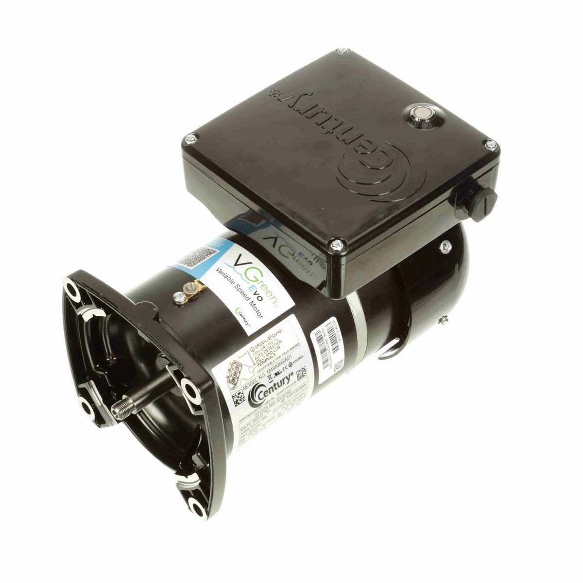 Century VGreen® Variable Speed Motors Pool Pump Motor, 2.25/1.50 HP, 1 Ph, 60 Hz, 230/115 V, 48Y Frame, TEFC - EVQ225