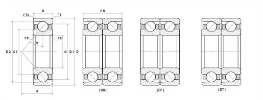 Радиально-упорный шарикоподшипник однорядный или для парного монтажа (дуплексы) NTN 7012