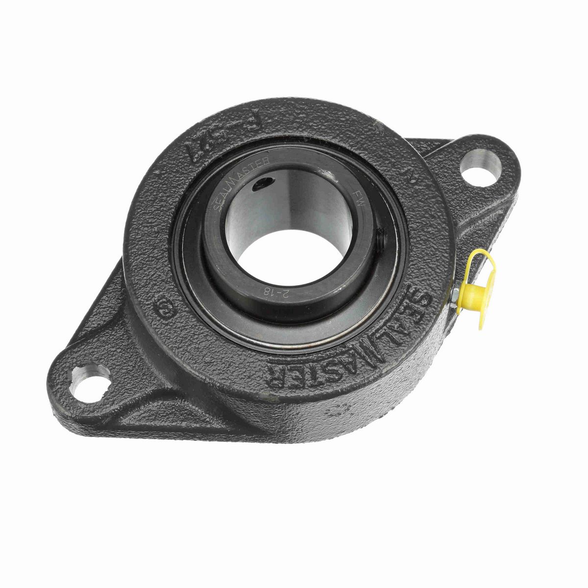 Sealmaster Mounted Cast Iron Two Bolt Flange Ball Bearing - 52100 Bearing Steel, Black Oxided - Setscrew Lock - SFT-24