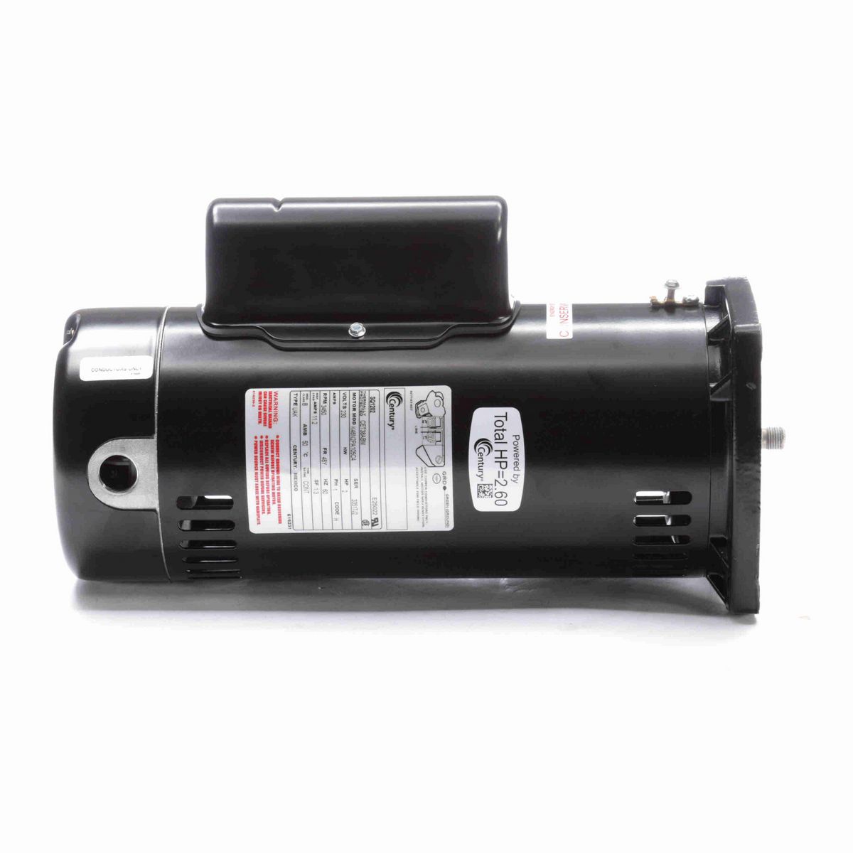 Century Pool Pump Motor, 2 HP, 1 Ph, 60 Hz, 230 V, 3600 RPM, 48Y Frame, ODP - SQ1202
