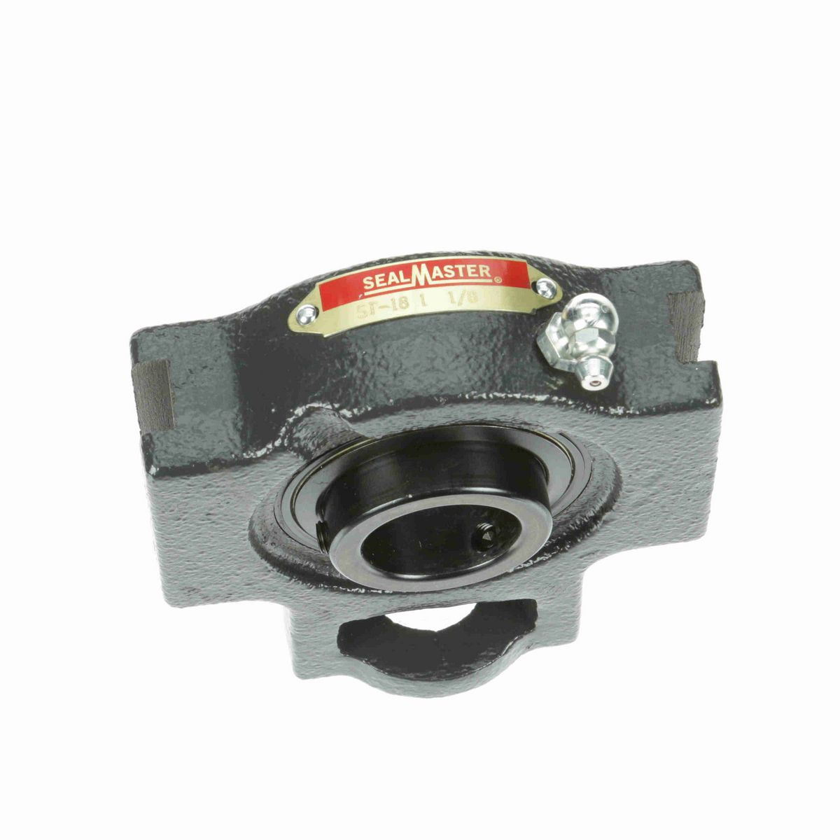 Sealmaster Mounted Cast Iron Wide Slot Take Up Ball Bearing - 52100 Bearing Steel, Black Oxided - Setscrew Lock - ST-18