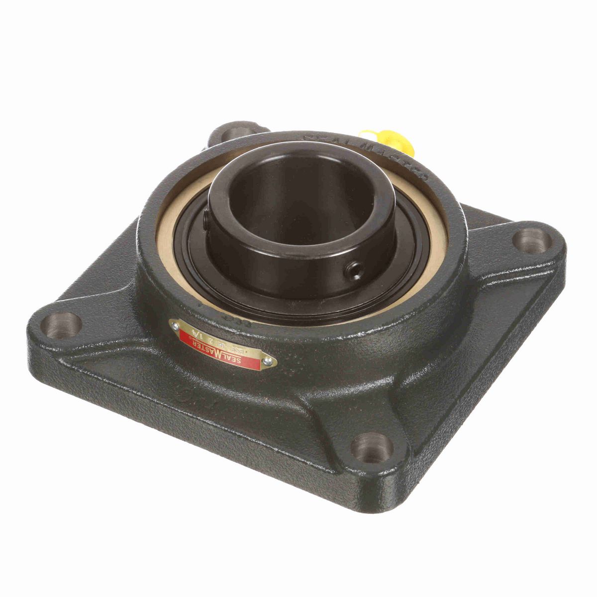 Sealmaster Mounted Cast Iron Four Bolt Flange Ball Bearing - 52100 Bearing Steel, Black Oxided - Setscrew Lock - ESF-36