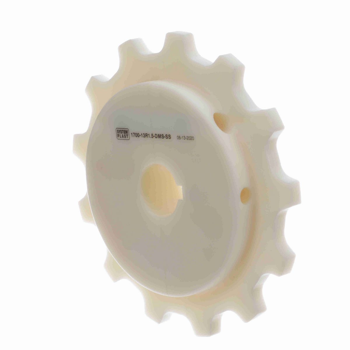 System Plast 1700 Series Split Machined Sprocket with 13 Teeth, a 1-1/2in Round Shaft-Ready Bore and Setscrew - 1700-13R1.5-DMS-SS