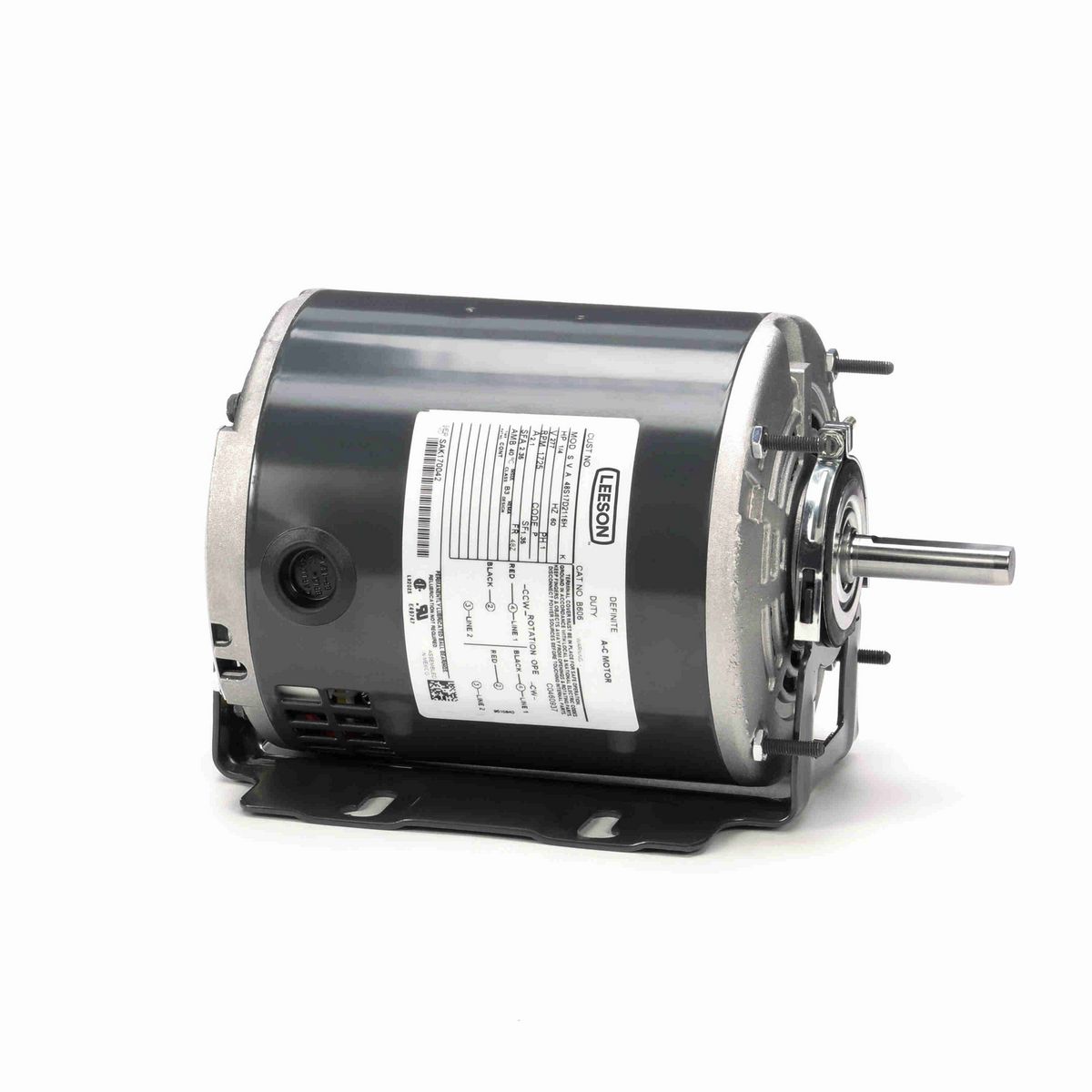 LEESON Fan and Blower Motor, 0.25 HP, 1 Ph, 60 Hz, 277 V, 1800 RPM, 48Z Frame, DP - B606