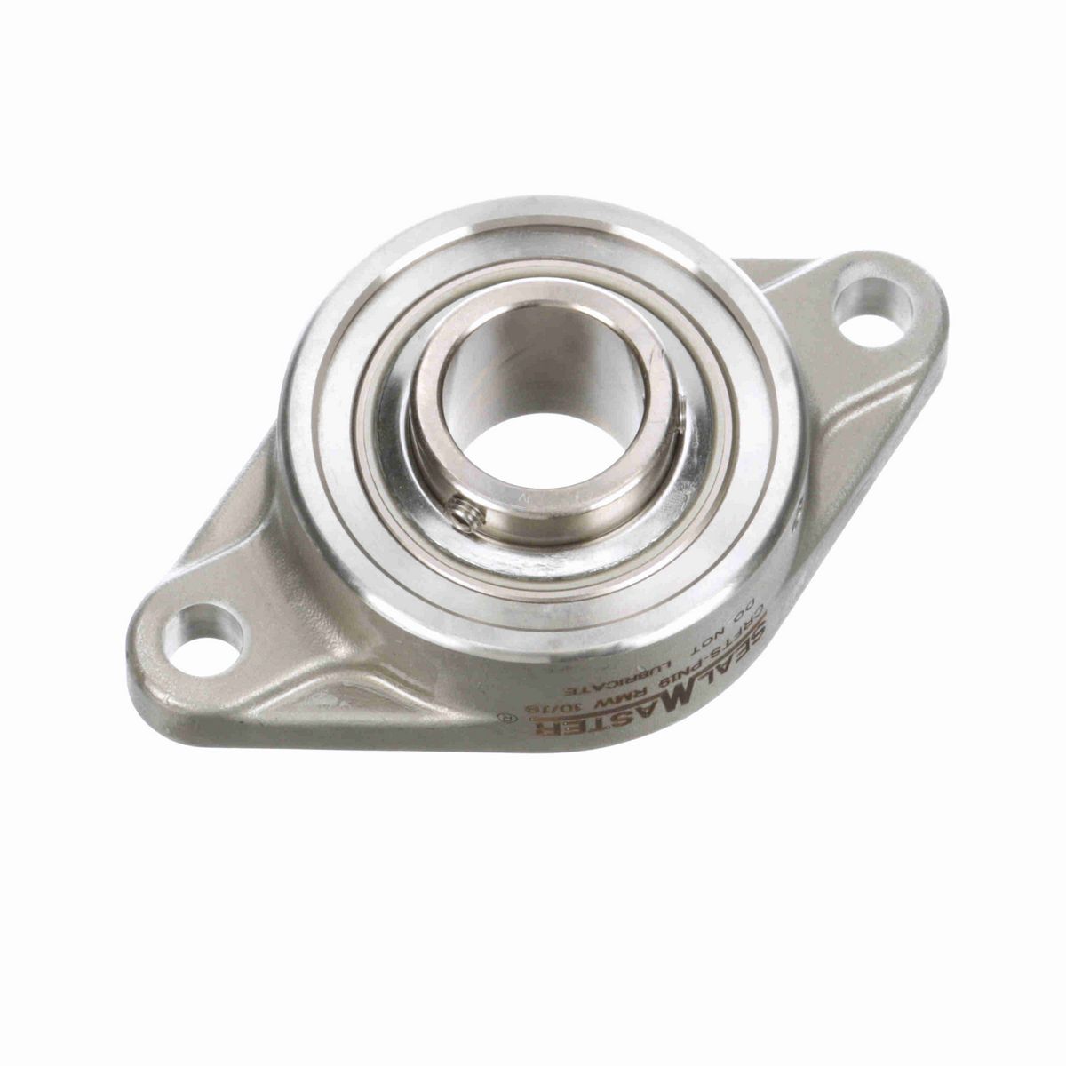 Sealmaster Mounted Stainless Steel Two Bolt Flange Ball Bearing - 52100 Bearing Steel, Phosphorus Nickel Coated - Setscrew Lock - Corrosion Resistant - Reduced Maintenance - Lubed for Life - CRFTS-PN19 RMW