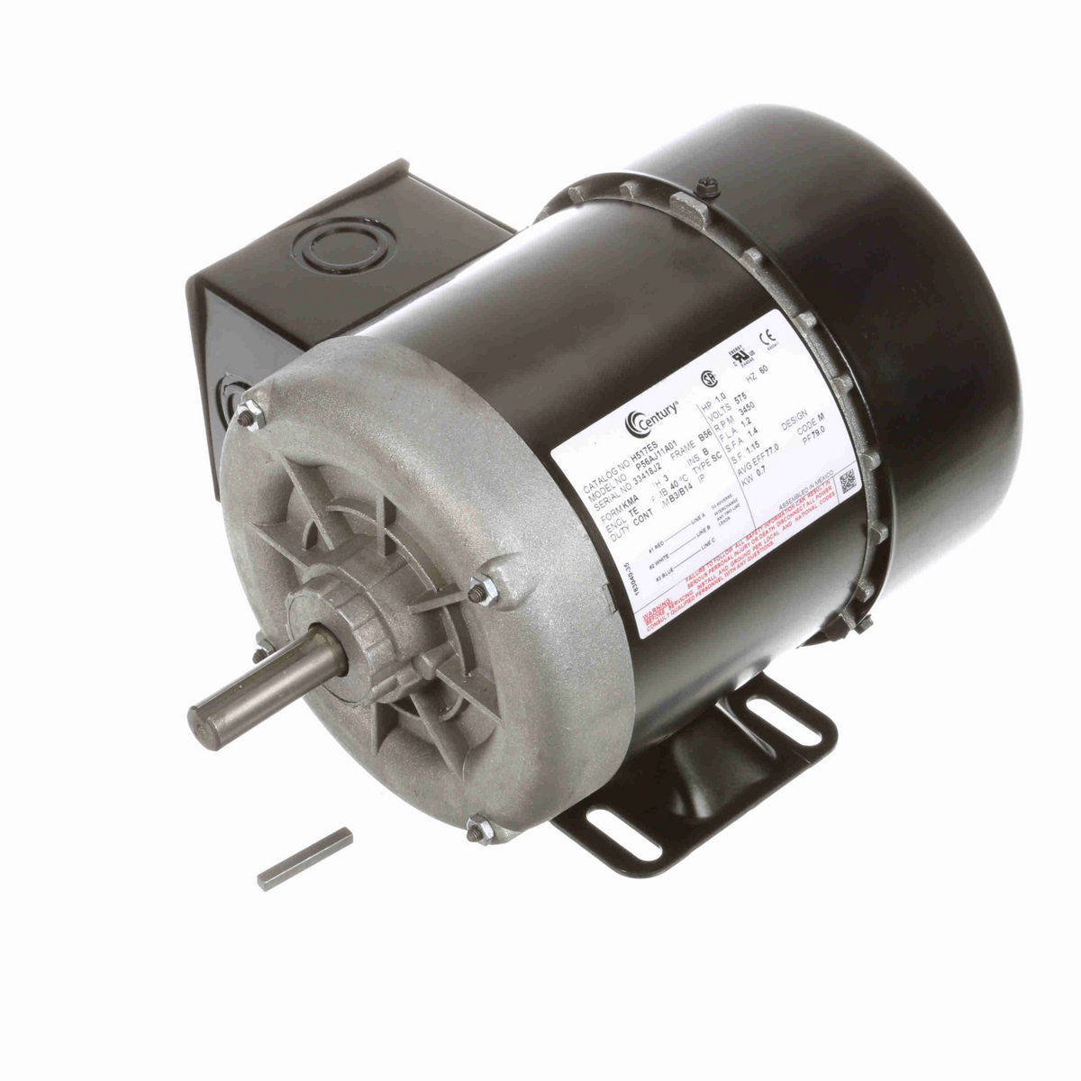 Century General Purpose Motor, 1.0 HP, 3 Ph, 60 Hz, 575 V, 3600 RPM, B56 Frame, TEFC - H517ES