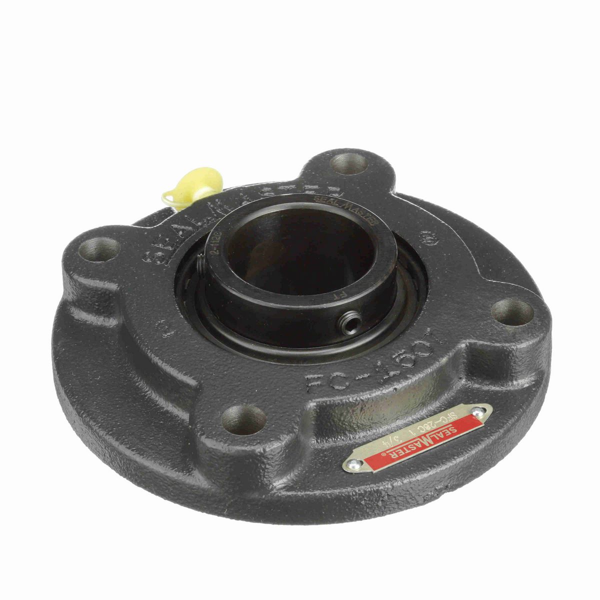 Sealmaster Mounted Cast Iron Flange Cartridge Ball Bearing - 52100 Bearing Steel, Black Oxided - Setscrew Lock - SFC-28C