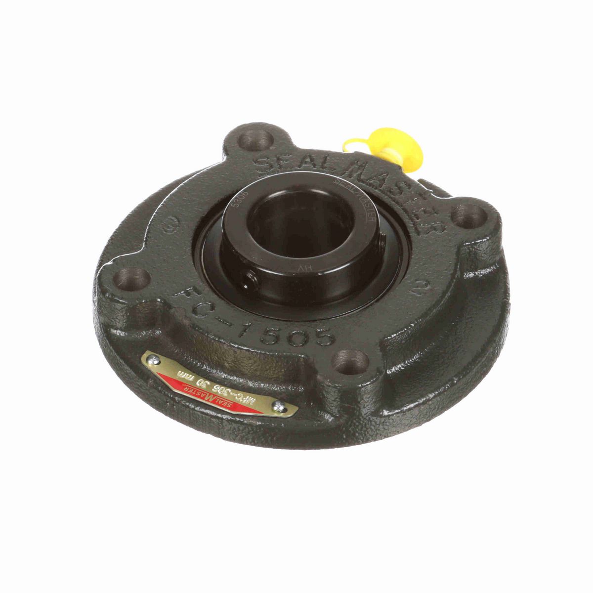 Sealmaster Mounted Cast Iron Flange Cartridge Ball Bearing - 52100 Bearing Steel, Black Oxided - Setscrew Lock - MFC-306