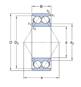 Угловой контактный шариковый подшипник HGF 3304AC