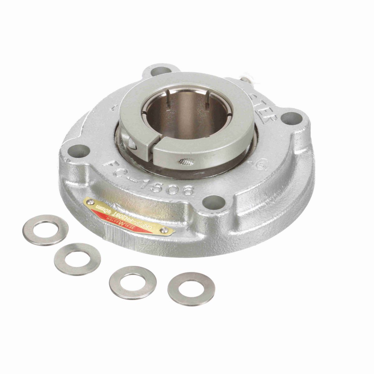 Sealmaster Mounted Flouropolymer Coated Cast Iron Flange Cartridge Ball Bearing - 52100 Bearing Steel, Phosphorus Nickel Coated - Concentric Lock - Corrosion Resistant - CRFCF-PN208T