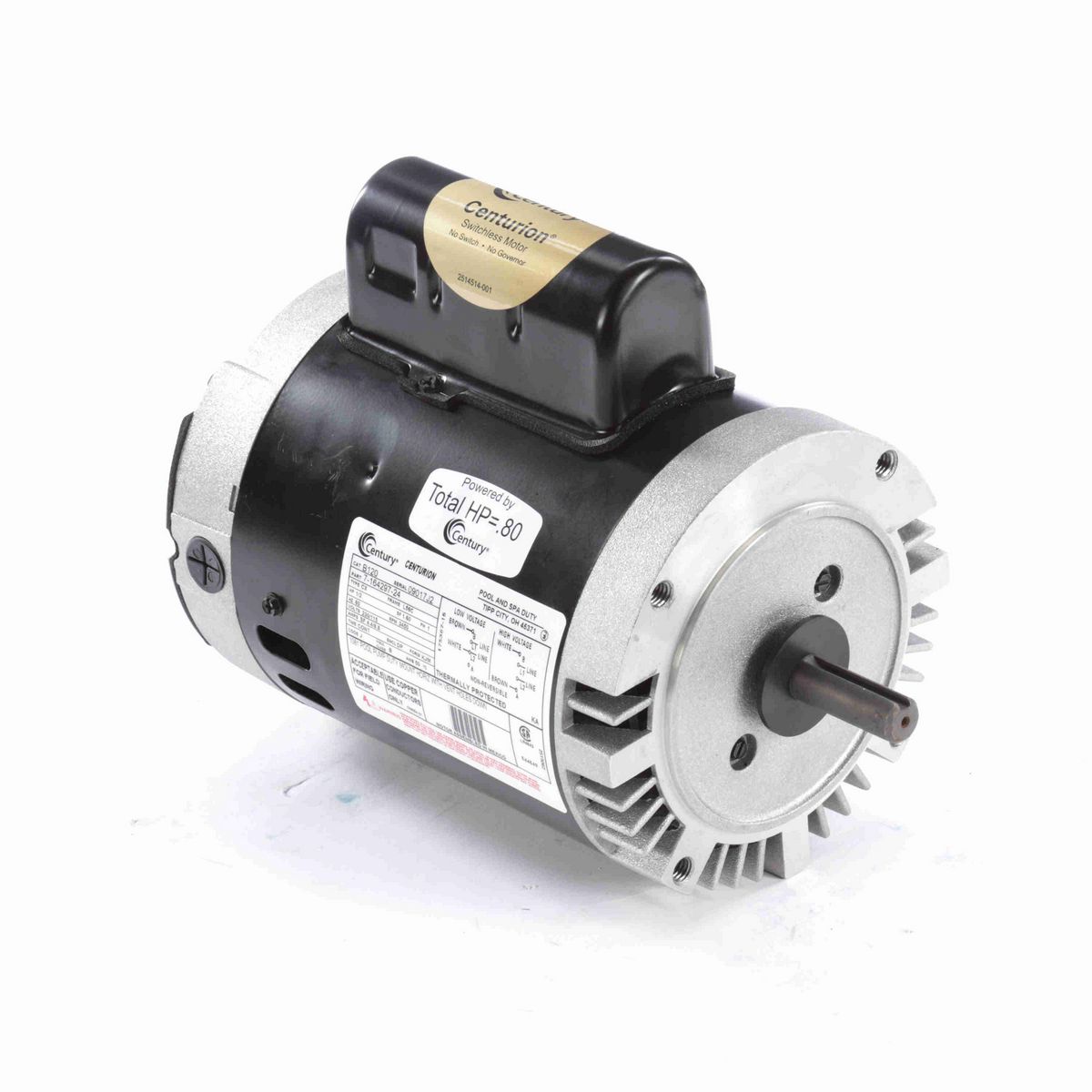 Century Pool Pump Motor, 1/2 HP, 1 Ph, 60 Hz, 230/115 V, 3600 RPM, L56C Frame, DP - B120