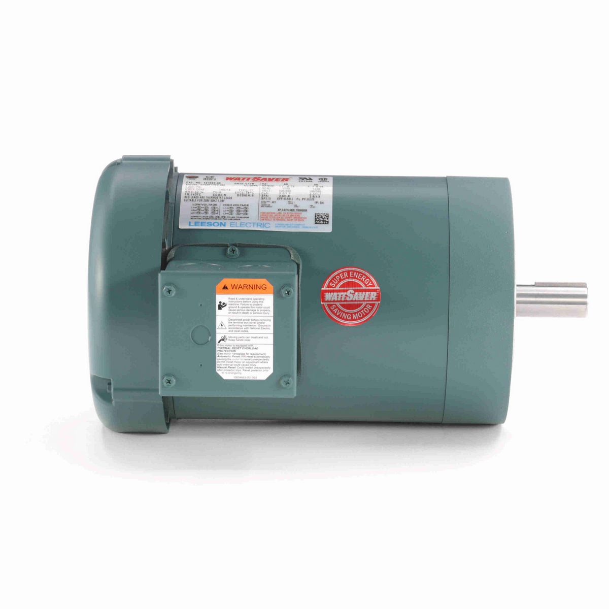 LEESON General Purpose Motor, 1 & 1 HP, 3 Ph, 60 & 50 Hz, 230/460 & 190/380 V, 1800 & 1500 RPM, 143TC Frame, TEFC - 121067.00