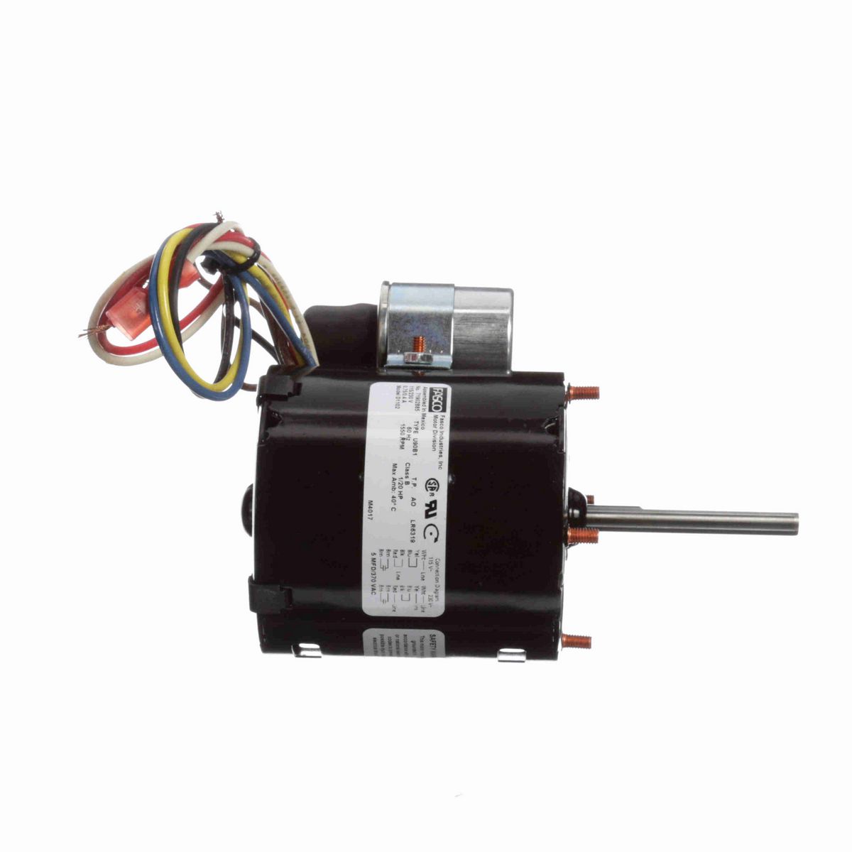 FASCO OEM Replacement Motor, 1/20 HP, 1 Ph, 60 Hz, 115/230 V, 1550 RPM, 1 Speed, 3.3" Diameter, OAO - D1102