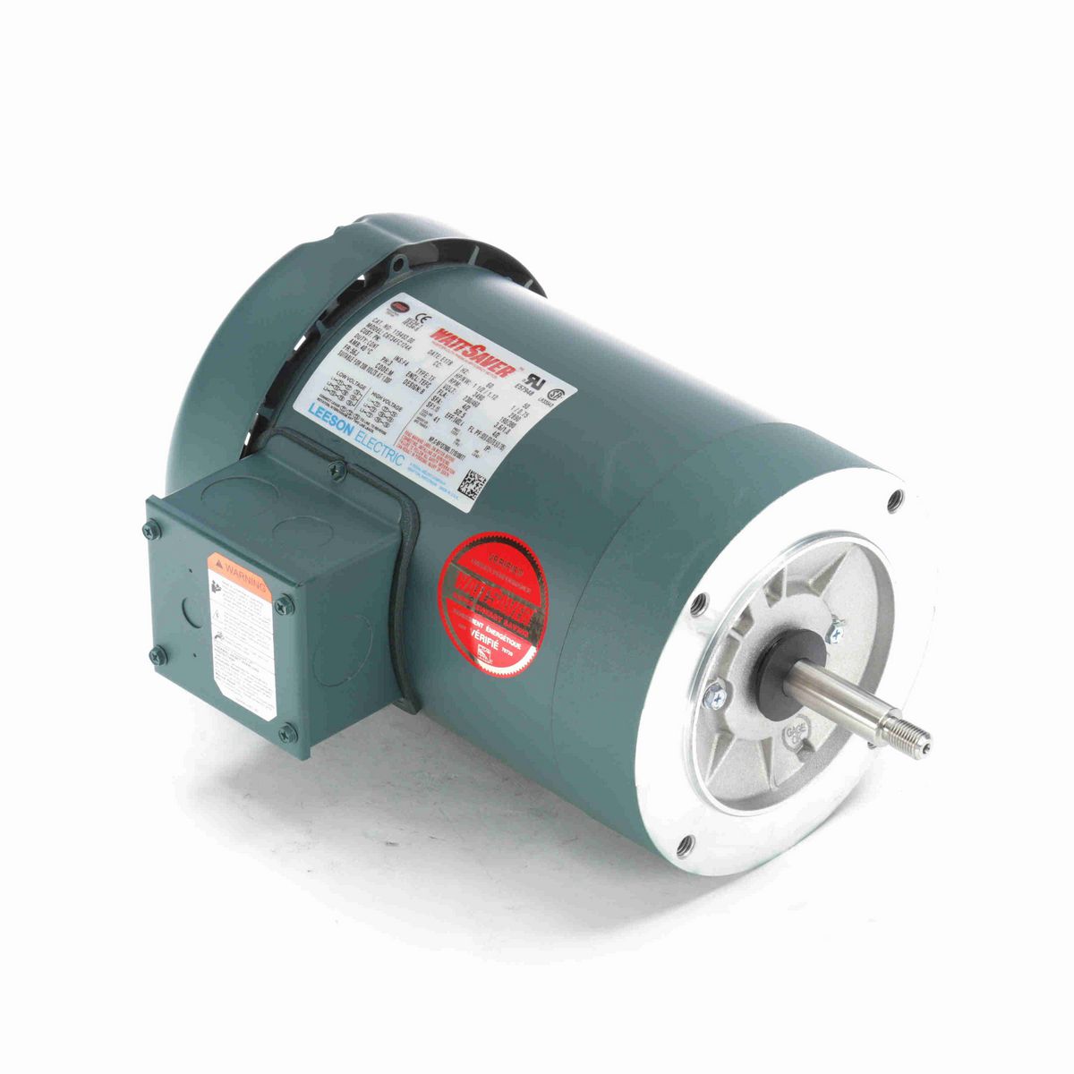 LEESON Jet Pump Motor, 1.50 & 1 HP, 3 Ph, 60 & 50 Hz, 230/460 & 190/380 V, 3600 & 3000 RPM, 56J Frame, TEFC - 119453.00