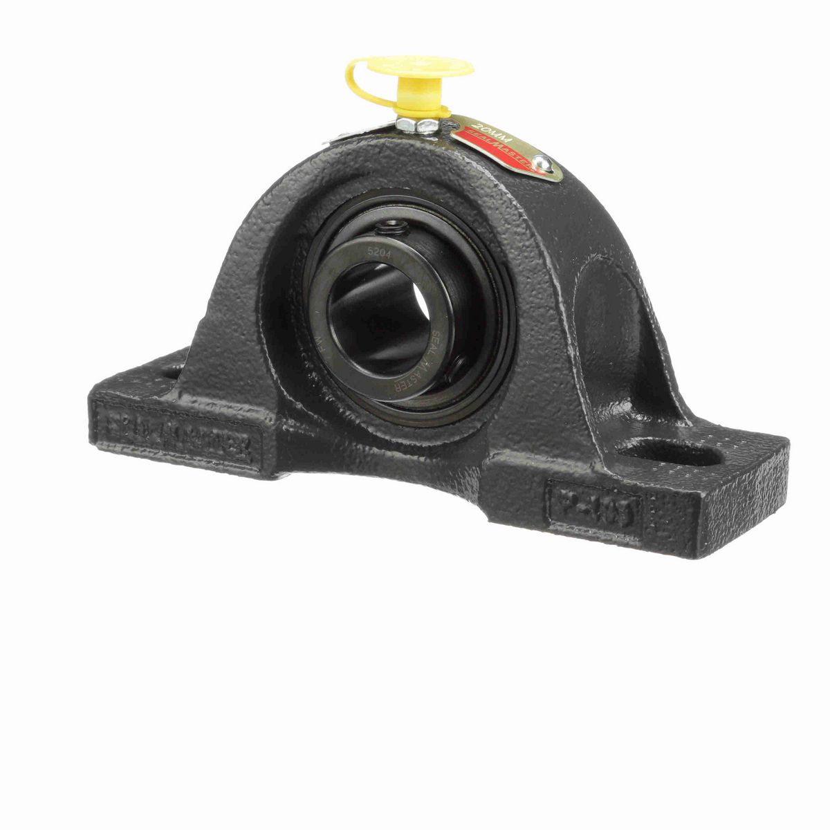 Sealmaster Mounted Cast Iron Two Bolt Pillow Block Ball Bearing - 52100 Bearing Steel, Black Oxided - Setscrew Lock - NP-204