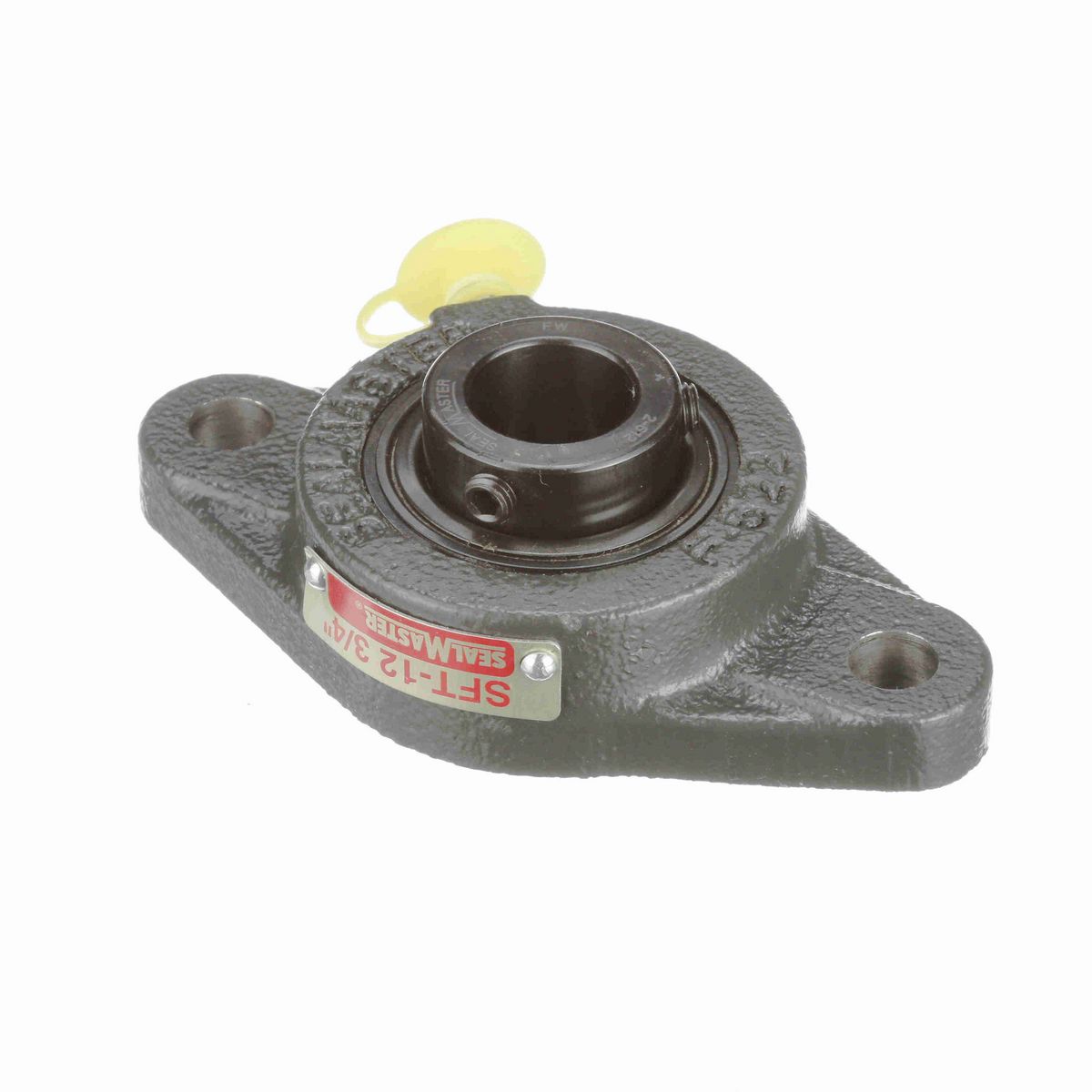 Sealmaster Mounted Cast Iron Two Bolt Flange Ball Bearing - 52100 Bearing Steel, Black Oxided - Setscrew Lock - SFT-12