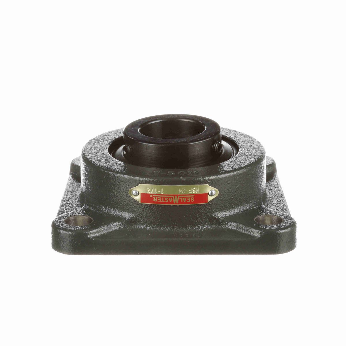 Sealmaster Mounted Cast Iron Four Bolt Flange Ball Bearing - 52100 Bearing Steel, Black Oxided - Setscrew Lock - MSF-24