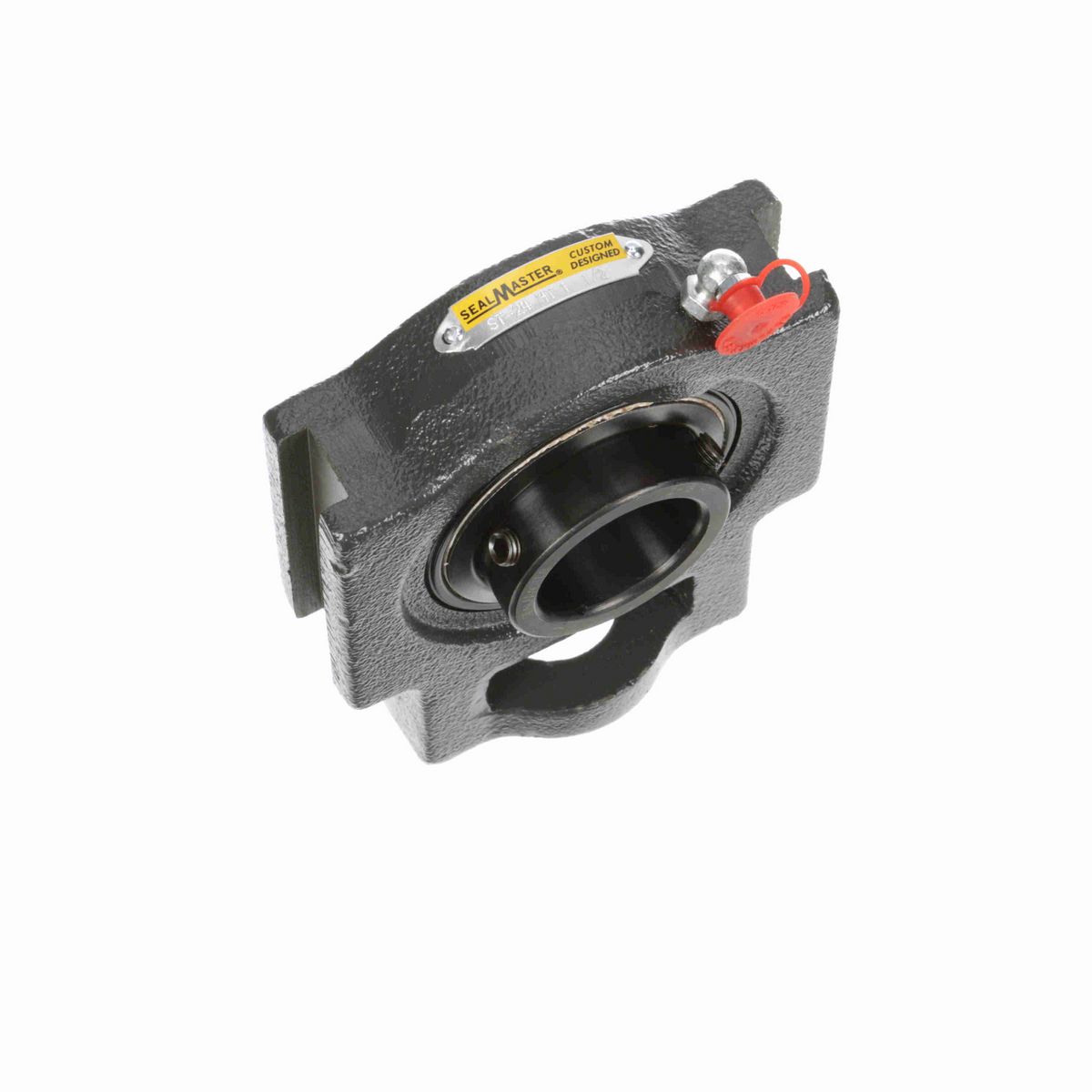 Sealmaster Mounted Cast Iron Wide Slot Take Up Ball Bearing - 52100 Bearing Steel, Black Oxided - Setscrew Lock - High Temperature - ST-24 HT
