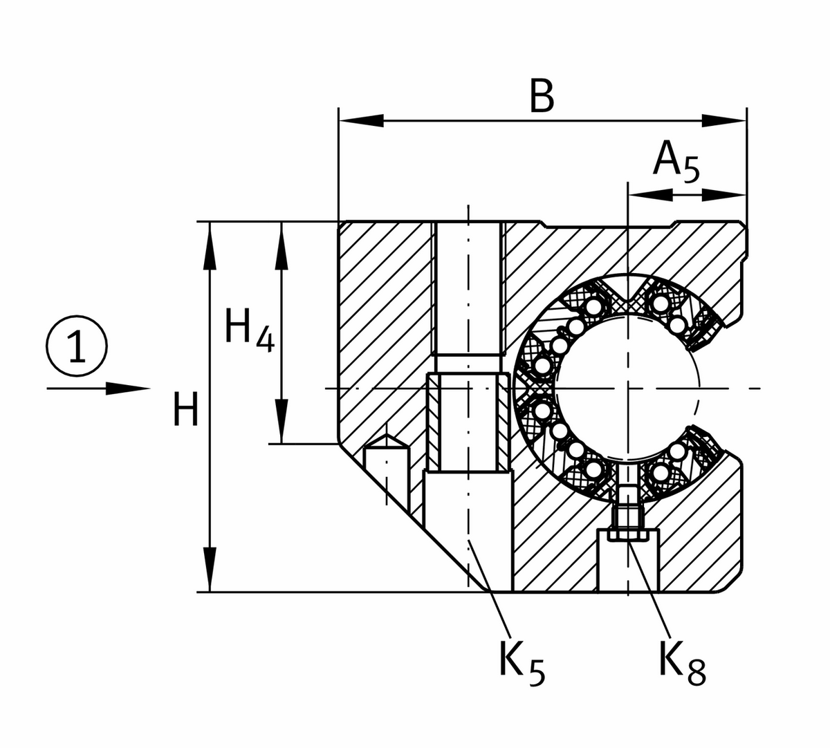 Узел с шарикоподшипником для линейного перемещения INA KGSCS30-PP-AS