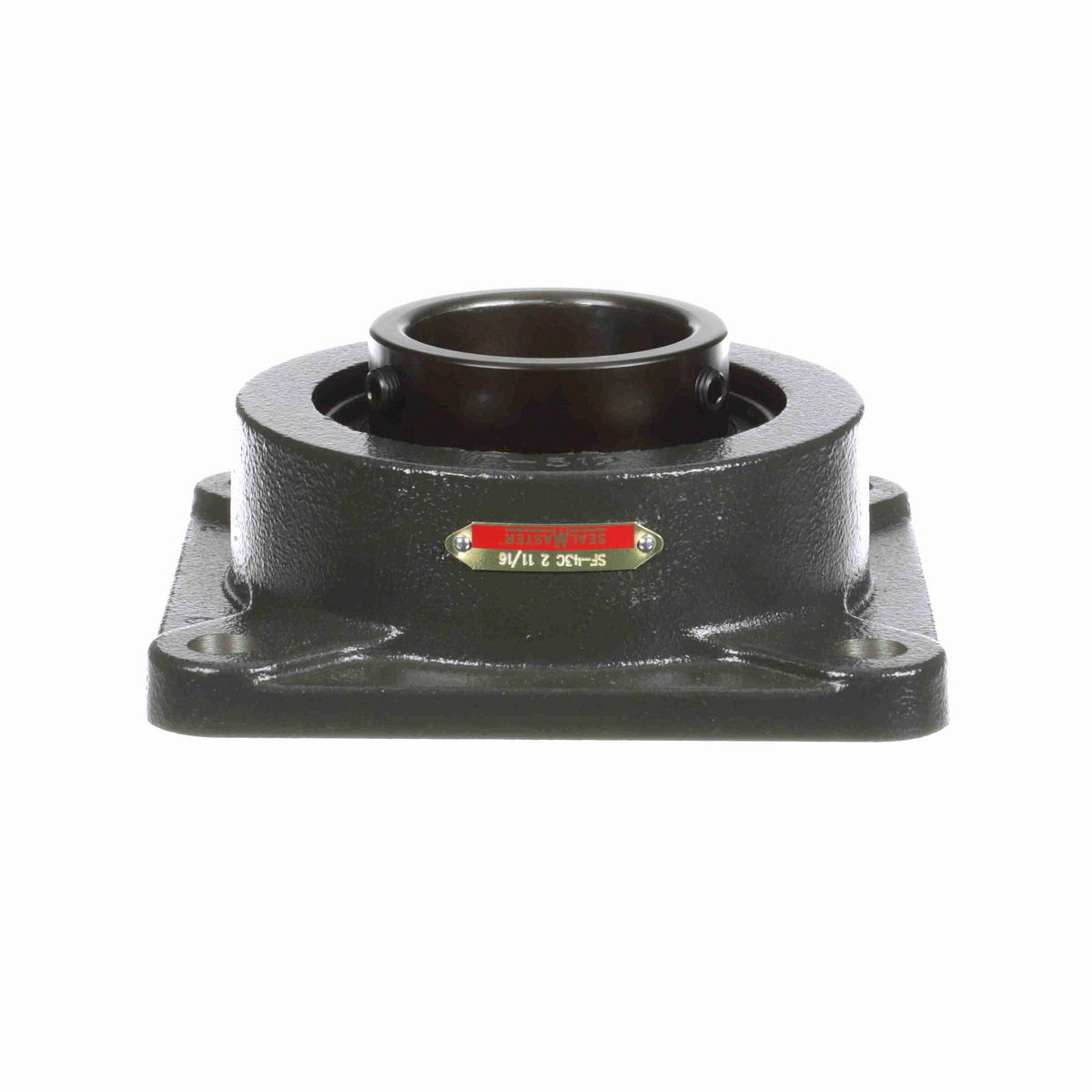 Sealmaster Mounted Cast Iron Four Bolt Flange Ball Bearing - 52100 Bearing Steel, Black Oxided - Setscrew Lock - SF-43C