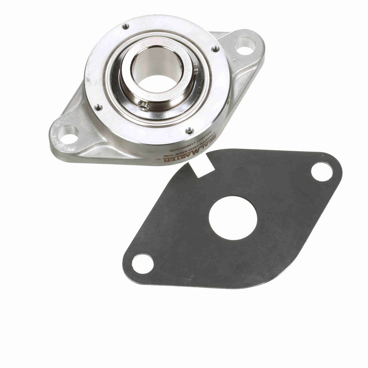 Sealmaster Mounted Stainless Steel Two Bolt Flange Ball Bearing - 52100 Bearing Steel, Phosphorus Nickel Coated - Setscrew Lock - Corrosion Resistant - Reduced Maintenance - Lubed for Life - CRBFTS-PN20 RMW