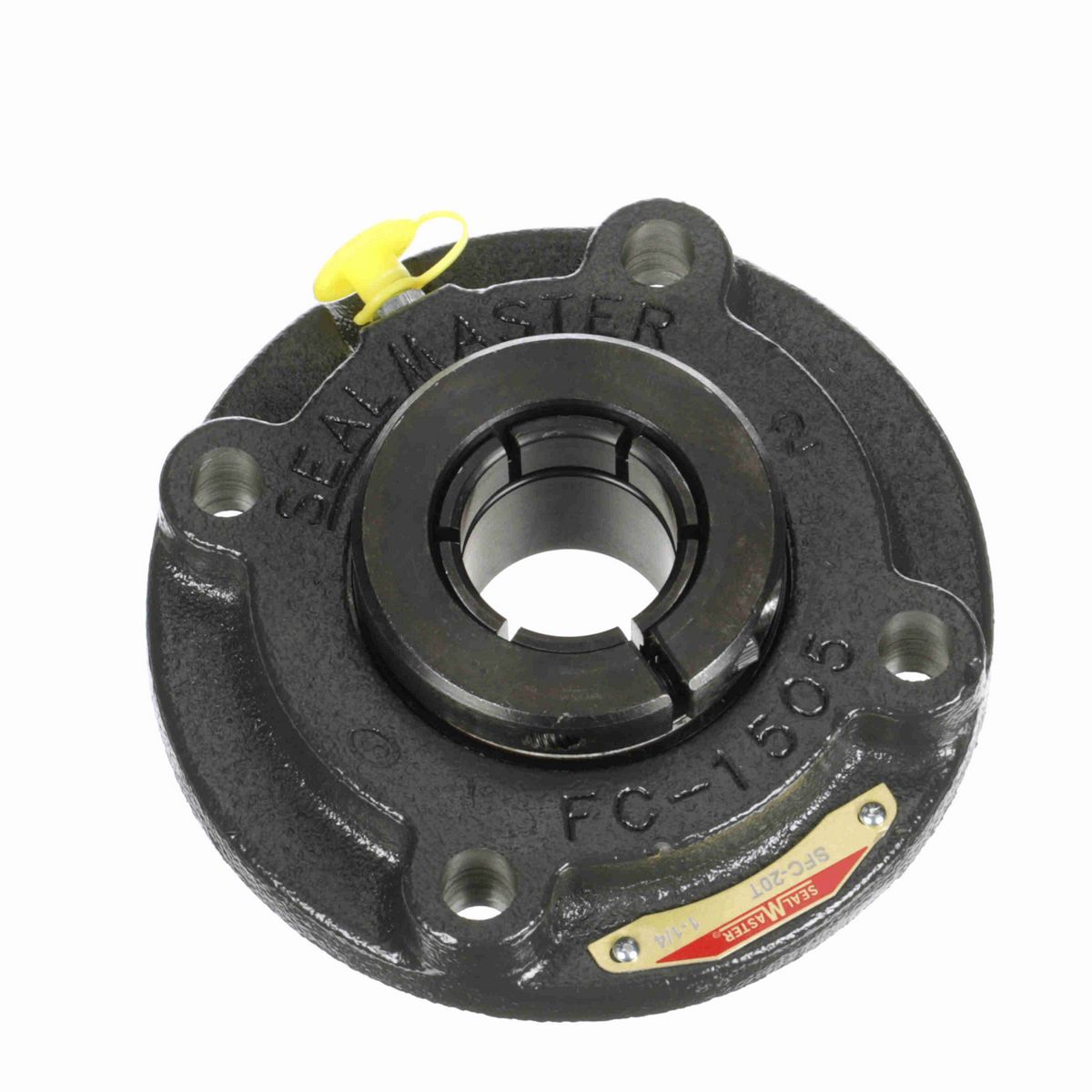 Sealmaster Mounted Cast Iron Flange Cartridge Ball Bearing - 52100 Bearing Steel, Black Oxided - Concentric Lock - SFC-20T