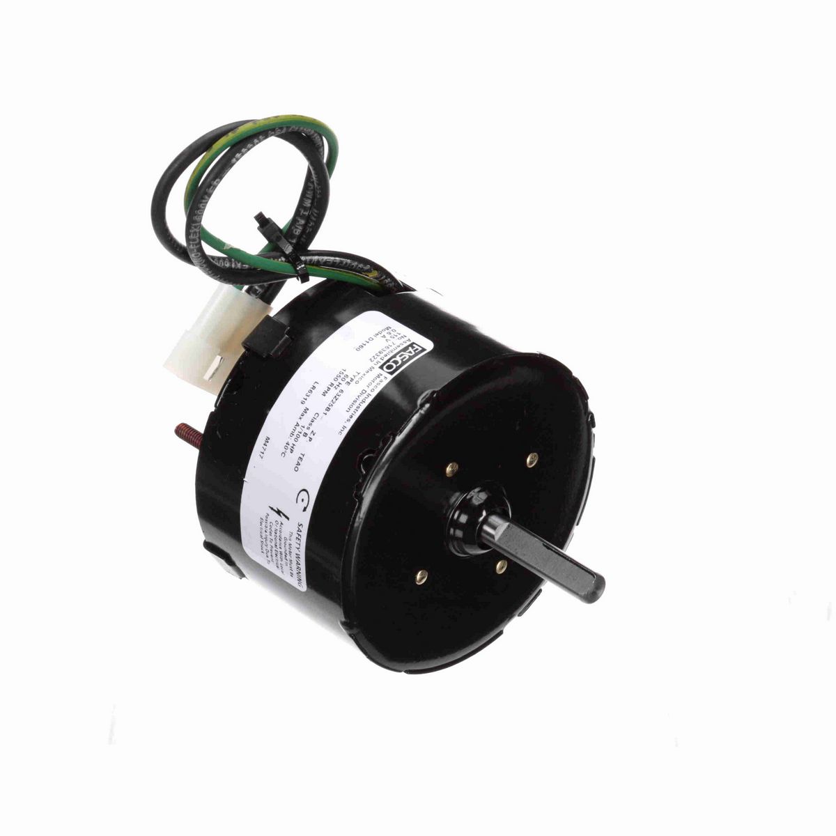 FASCO OEM Replacement Motor, 1/100 HP, 1 Ph, 60 Hz, 115 V, 1550 RPM, 1 Speed, 3.3" Diameter, TEAO - D1160