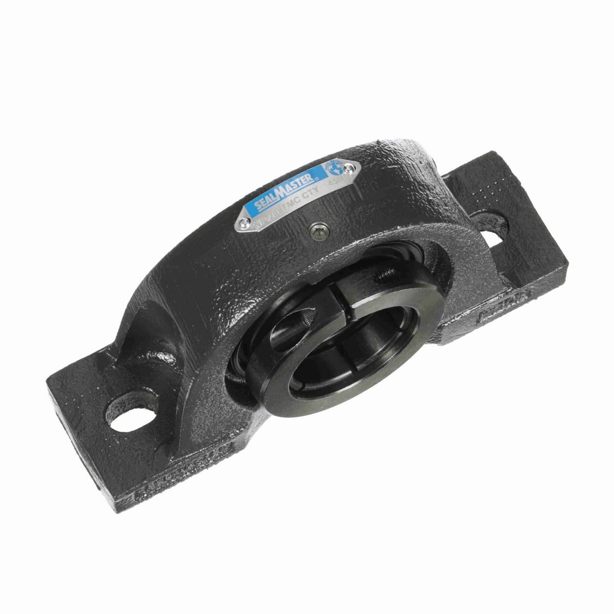 Sealmaster Mounted Cast Iron Two Bolt Pillow Block Ball Bearing - 52100 Bearing Steel, Black Oxided - Concentric Lock - NP-209TMC CTY
