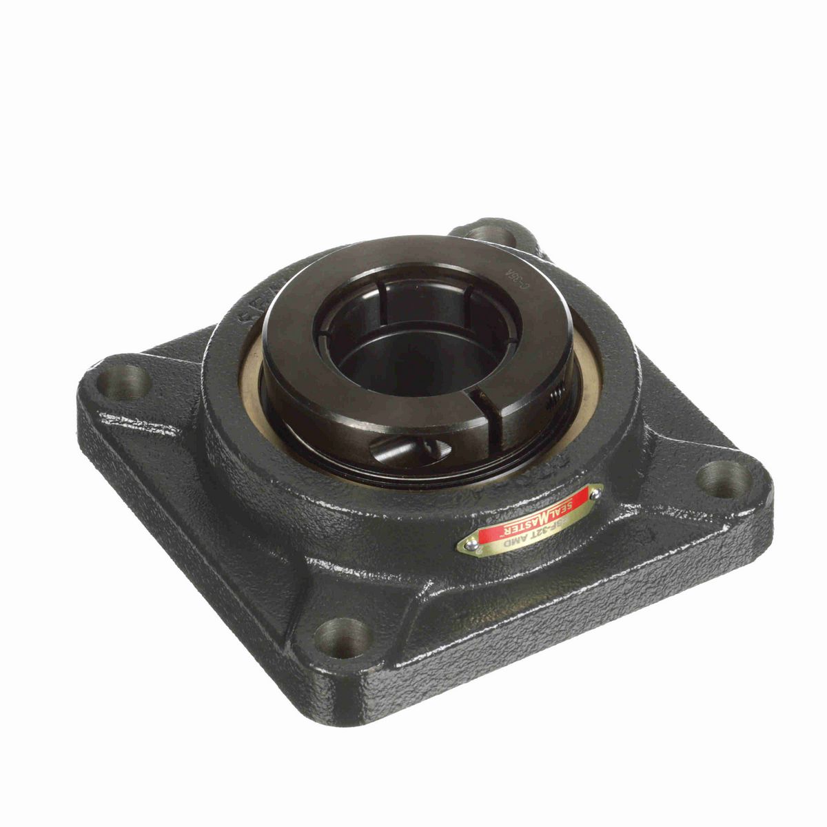 Sealmaster Mounted Cast Iron Four Bolt Flange Ball Bearing - 52100 Bearing Steel, Black Oxided - Concentric Lock - ESF-32T AMD