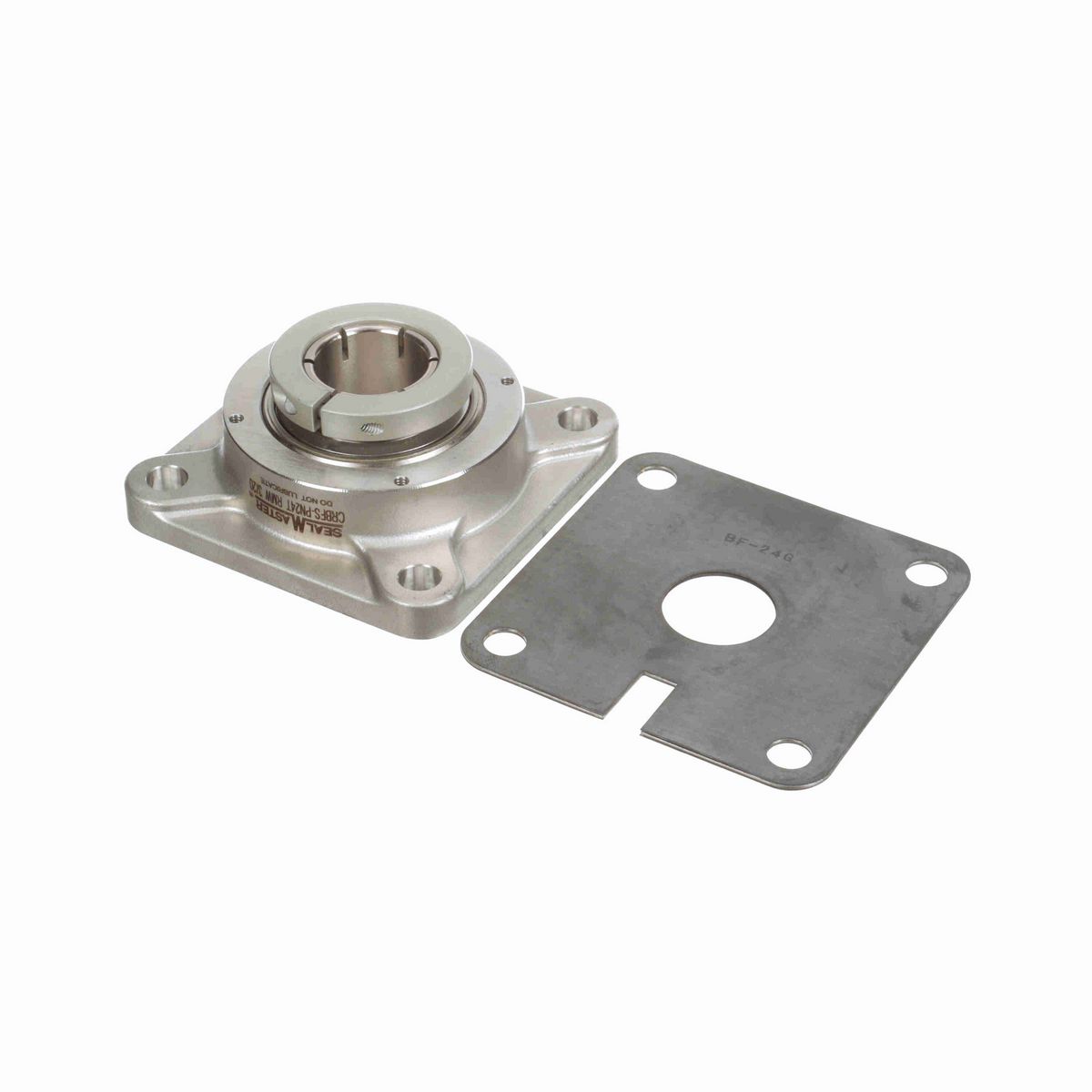 Sealmaster Mounted Stainless Steel Four Bolt Flange Ball Bearing - 52100 Bearing Steel, Phosphorus Nickel Coated - Concentric Lock - Corrosion Resistant - Reduced Maintenance - Lubed for Life - CRBFS-PN24T RMW
