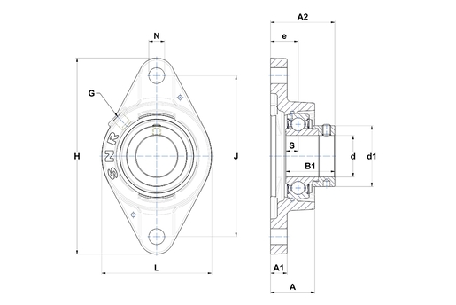 Фланцевый подшипниковый узел SNR ESFLE207-23T04