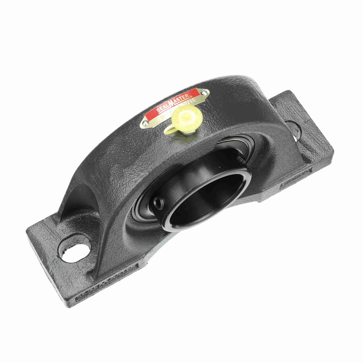 Sealmaster Mounted Cast Iron Two Bolt Pillow Block Ball Bearing - 52100 Bearing Steel, Black Oxided - Setscrew Lock - NP-35