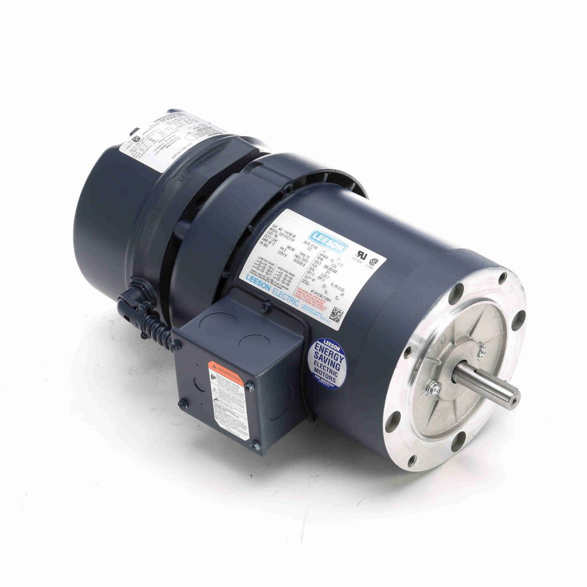 LEESON Brake Motor, 0.50 HP, 3 Ph, 60 Hz, 230/460 V, 1800 RPM, 56C Frame, TEFC - 114159.00