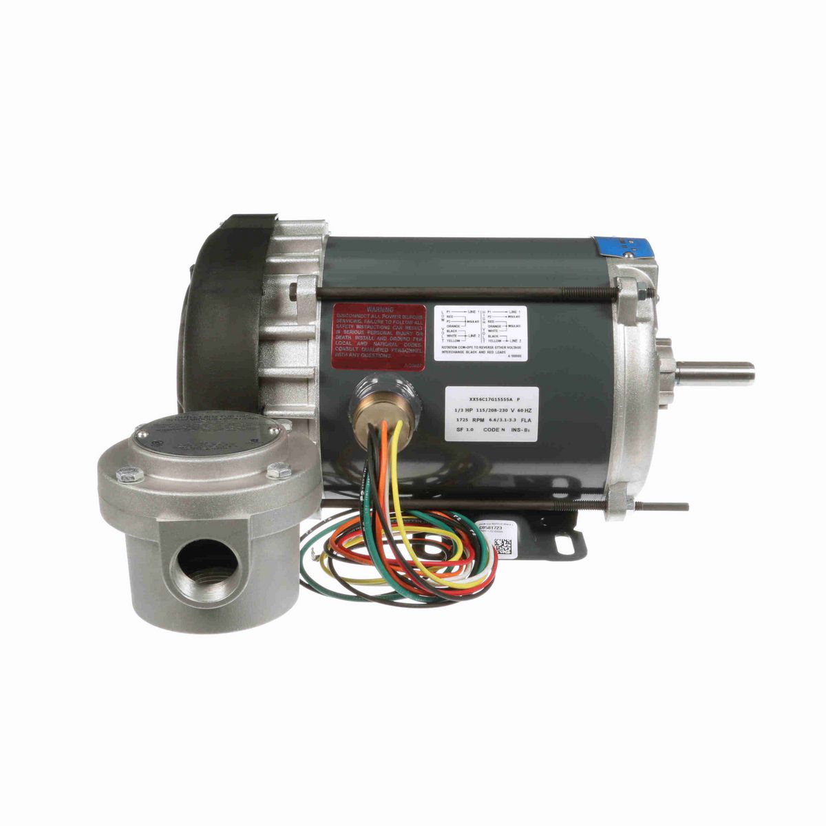 LEESON Explosion Proof Motor, 0.33 HP, 1 Ph, 60 Hz, 115/230 V, 1800 RPM, 56 Frame, EPFC - G651A